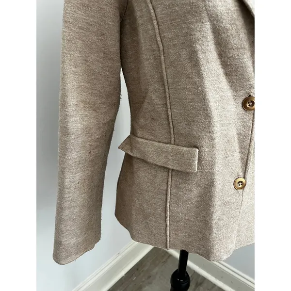 Anthropologie Tan Blazer Jacket Medium Gorpcore Academia Office Chic Minimalist - Image 3