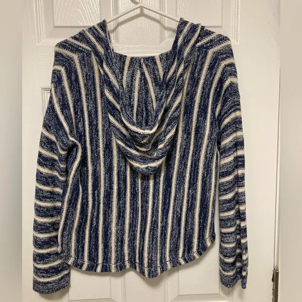 *Billabong Navy & Cream V Neck Knit Hoodie Sweater #U - Image 13