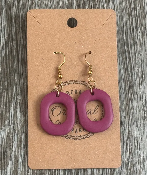 NWT Plum Polymer Clay Dangle Pierced Earrings Handmade - Image 5