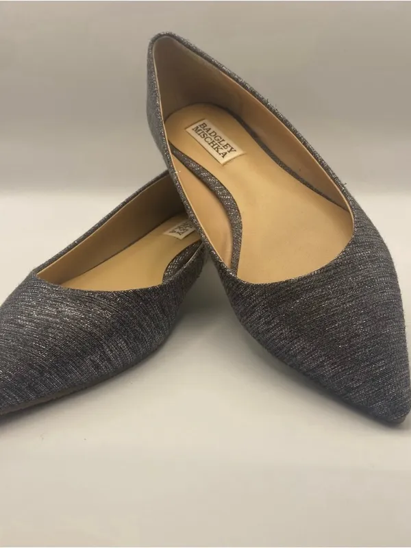 Badgley Mischka grey tweed pointy toe ballet flats academia fall winter 6.5 - Image 8