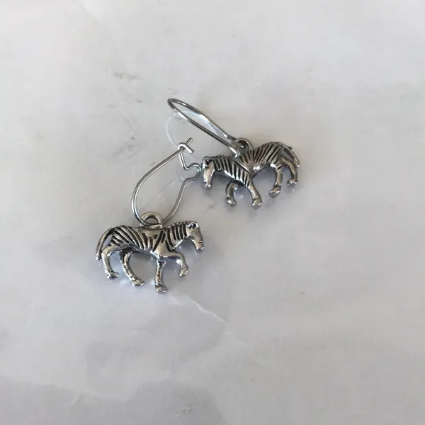 New zebra earrings in pewter half inch - Image 2