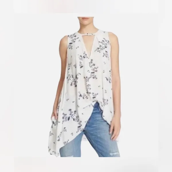 Free People Swing Tunic Dress Blue White Size Medium. - Image 2