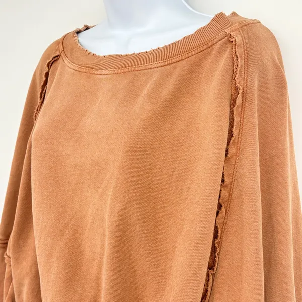 Free People Sweet Deets Womens XS Cinnabae‎ Pullover Sweatshirt Oversized - Image 4
