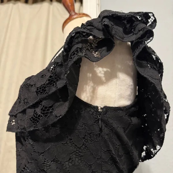 TOBI Black Lace Ruffle Off the‎ Shoulder Mini Whimsigoth Dress XL Dark Romantic - Image 6