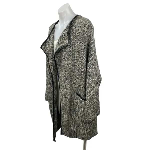 Zara Women's Marled Gray Wool Knit Long Sleeve Cardigan Sweater Coat Jacket Sz M - Image 2