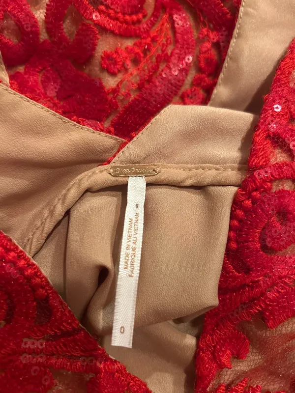 Free People Red Dress Mini Embroidered - Image 2