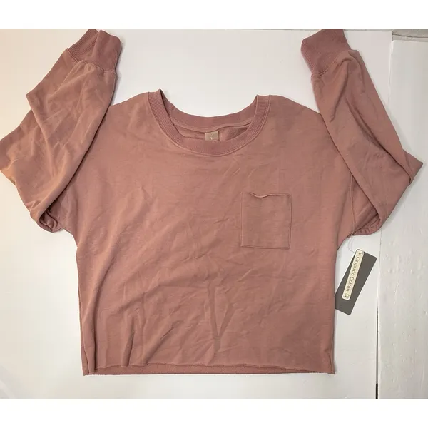 Harmony Balance‎ Organic Cotton Mauve Cropped Sweater Womens Size L Gym Yoga New - Image 8