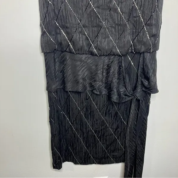 Francesca of Damon for starington‎ black beaded silk dress size 8 - Image 3