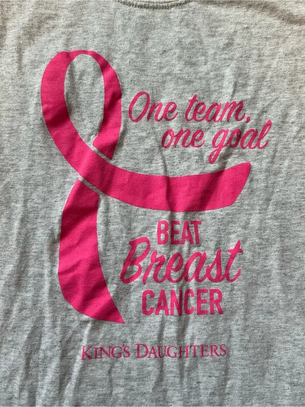 Gildan Gray Short Sleeve Tee with Pink Breast Cancer Ribbon Graphic - Image 3