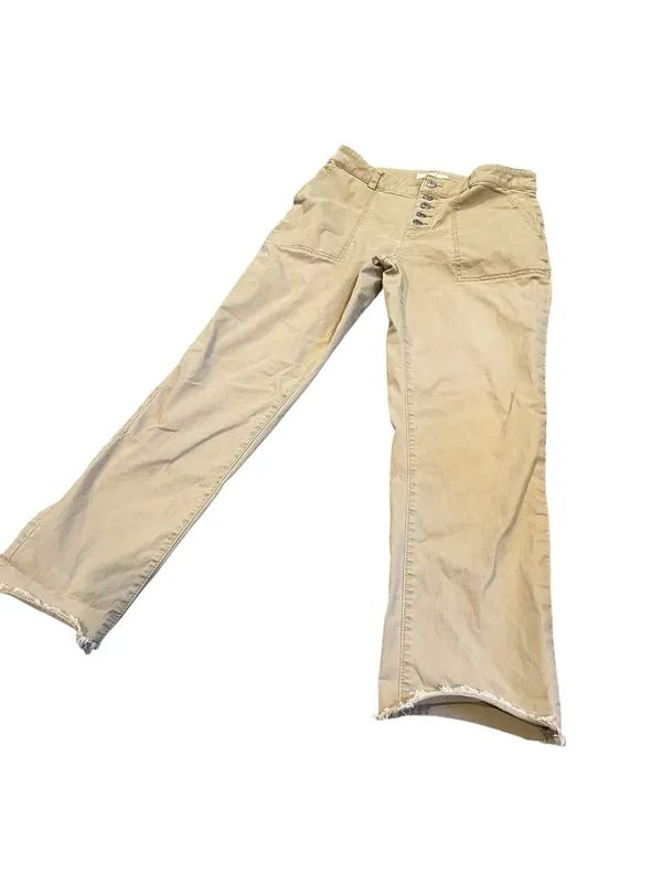 LOFT Beige Ankle Cropped Button-Front Pants - Image 3