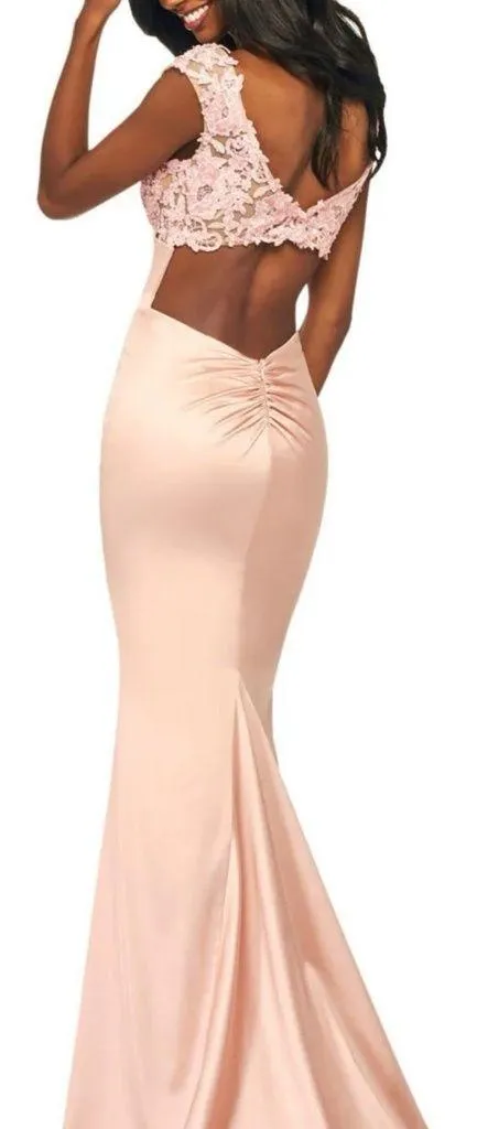 Sherri Hill NEW 53605 Blush Pink Lace Empire Waist Prom Wedding Gown - Image 2