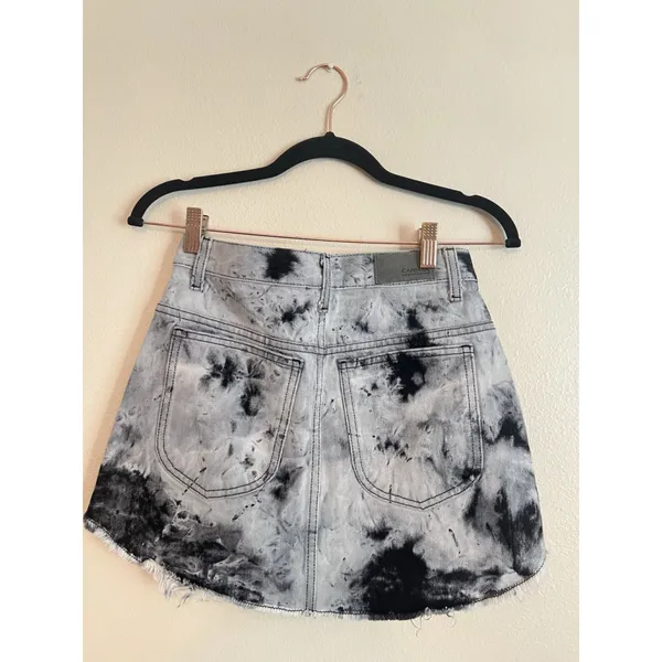 Carmar Beatrice‎ Jean Skirt Women’s Size 26 Black And Gray Mini Zip Front New - Image 6