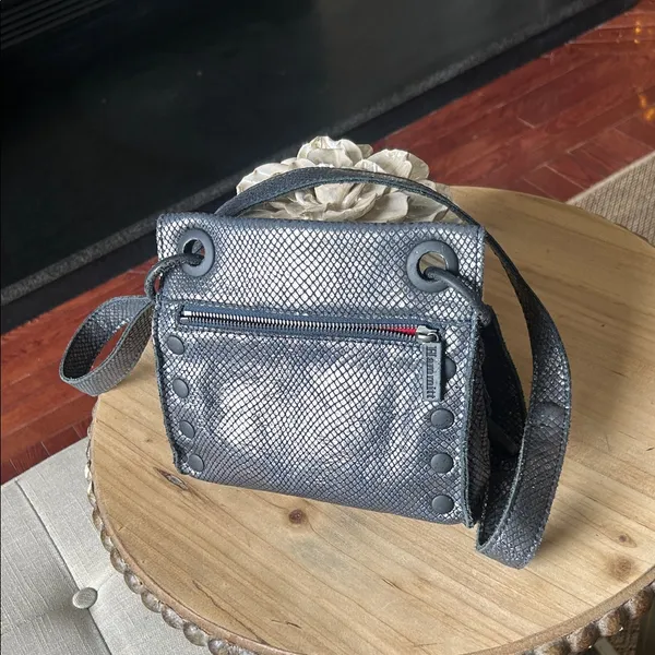 Hammitt Tony Smallolivine Snakeskin Leather Crossbody Blue Haze - Image 5