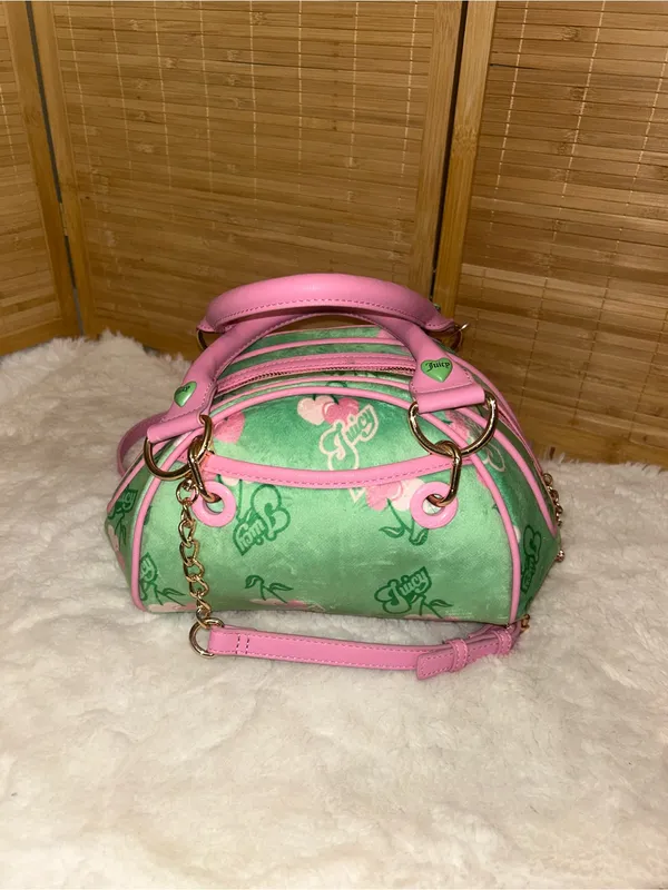 Juicy Couture Retro Cherry Satchel purse tote crossbody bag pink green NEW Y2K - Image 4