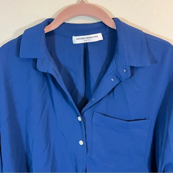 Amanda Uprichard NWT Leslie Blouse in Blue Women’s Size Small MSRP $268‎ - Image 3
