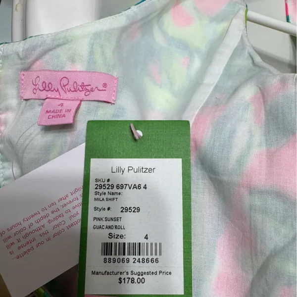Lilly Pulitzer Mila Shift Dress Guac & Roll Avocado Green Pink 4 NWT Designer - Image 7