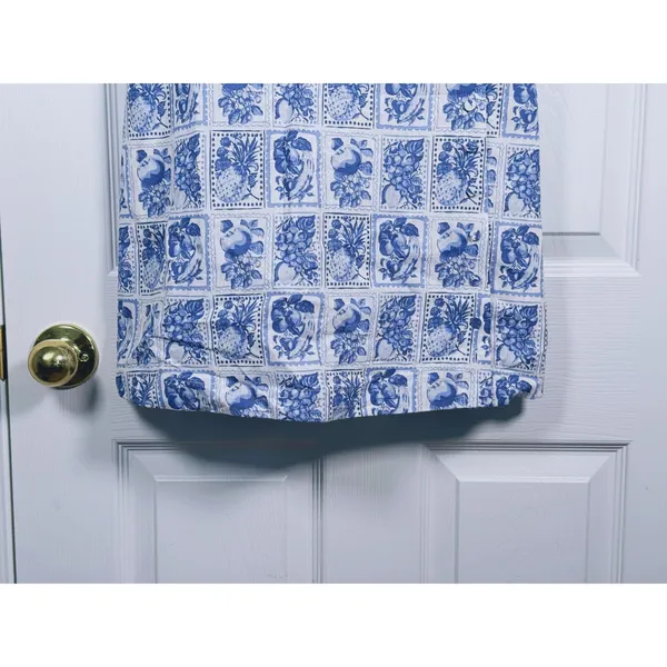 Abercrombie & Fitch Linen Mini Dress Postcard Stamp Size XS Blue Floral Coastal - Image 7