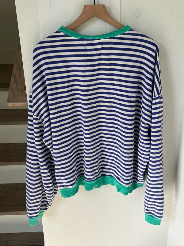 Free People We The Free Classic Striped Crew Long Sleeve Pullover Sand Dollar - Image 4
