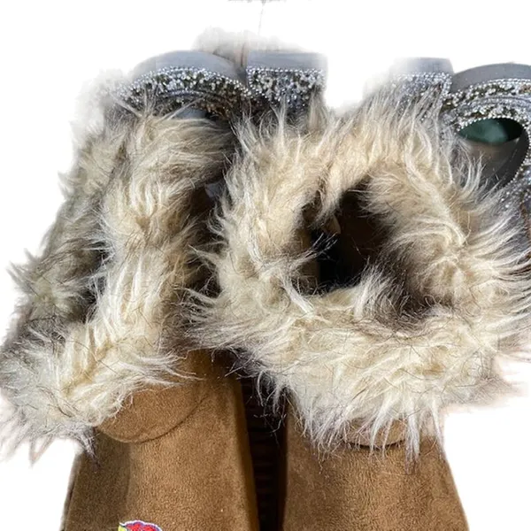 Kansas Jayhawks Women’s Faux Fur & Suede College Logo Winter Boot Slippers Sz XL - Image 8