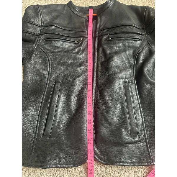First Classics Womens L Black Leather Zip Up Motorcycle Biker Jacket Insulated - Image 5