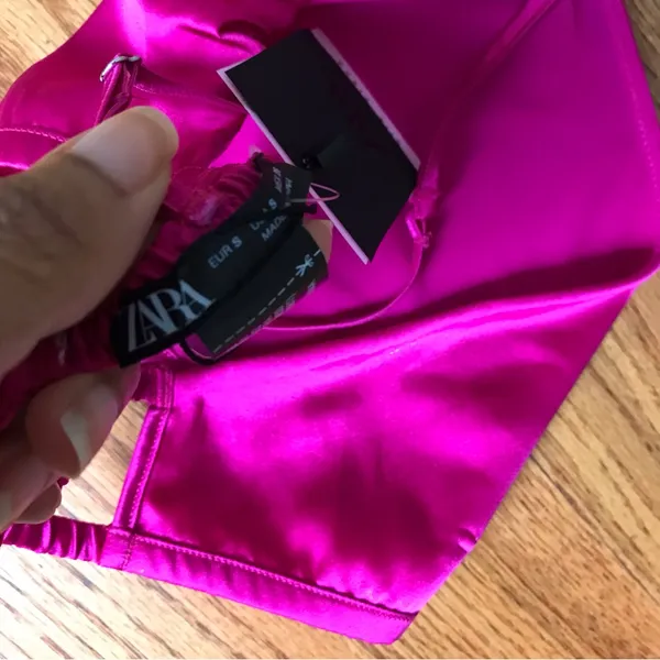 Zara Hot Pink Silk Crop NWT - Image 5