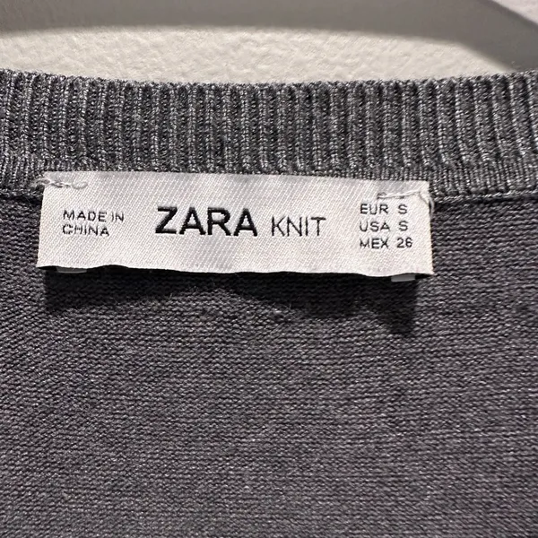 Zara Gray Pearl Embellished‎ Cardigan Sweater Size Small - Image 3