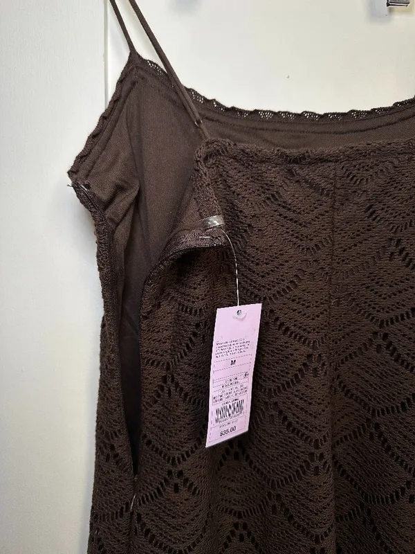 Wild Fable Crochet Mini Dress Brown Chocolate Shell Detail Small NWT - Image 10