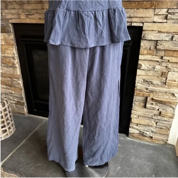 Elegant Blue Pants with Ruffled Peplum Top 2 Piece Set - Image 12