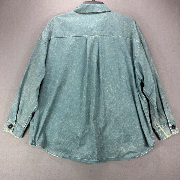 Zenana Outfitters Shacket Women's 3X Plus Blue Stronewashed w/ Pockets Shirt - Image 4