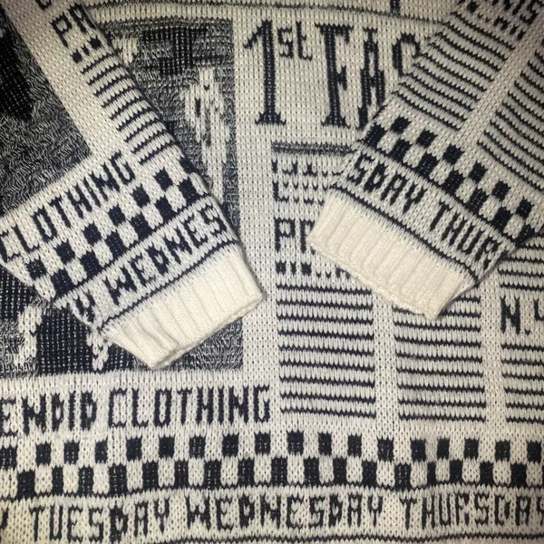 Vintage Newspaper Style Crew Sweater Multiple - Image 2