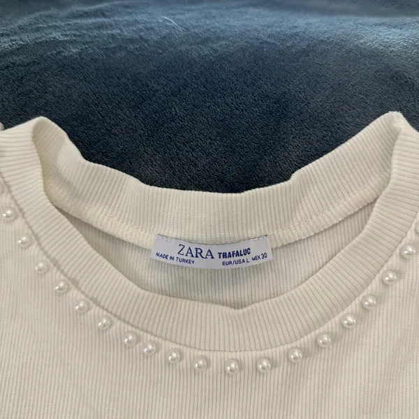Zara white pearl top Size L - Image 2