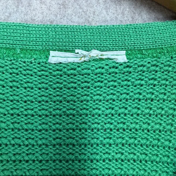 Womens Y2K Medium Green Retro Grandmacore Short Sleeve Preppy‎ Cardigan Sweater - Image 3