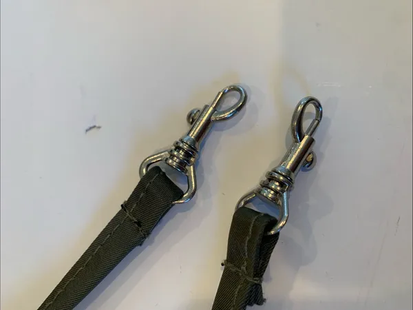 Dark Olive Green Thin Nylon Crossbody Bag Purse Replacement Strap Silver Clips - Image 3