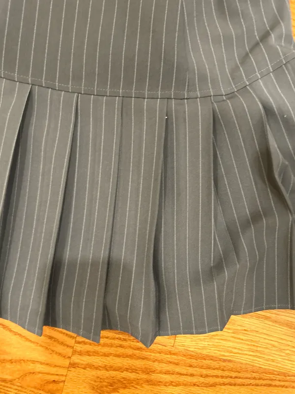 Sincerely Jules Pinstripe Pleated Drop-Waist 90s Vintage Aesthetic Mini Dress L - Image 14