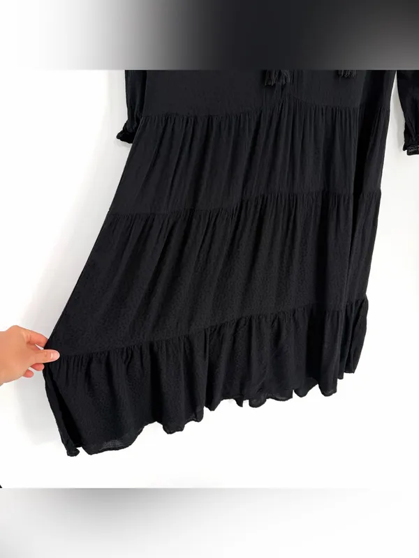 LOVESTITCH Dancing On Air Tiered Maxi Dress Black S - Image 5