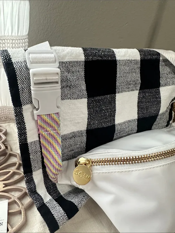 White Crossbody Belt Bag with Pink 'S' Patch by Stoney Clover Ln NEW - Image 2