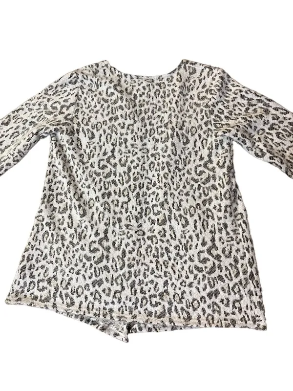 Maurices Womens XXL Fuzzy Open Front Cardigan Leopard Print Cozy Pockets Used - Image 4