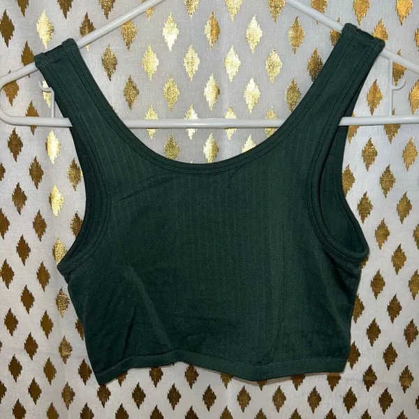 Aerie green crop top Aerie Ribbed Seamless Tank Bralette size S - Image 4