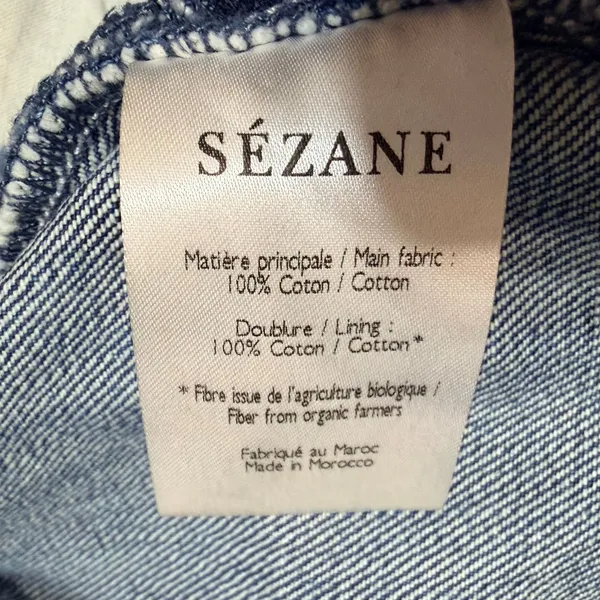 Sezane‎ Denim Shorts Medium Wash Organic Cotton Cuffed High Rise Size 38 US 6 - Image 5