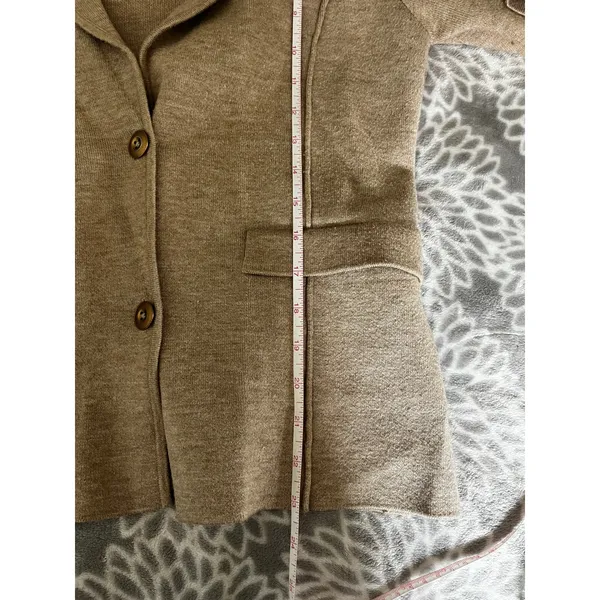 Anthropologie Tan Blazer Jacket Medium Gorpcore Academia Office Chic Minimalist - Image 6