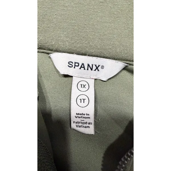 Spanx AirEssentials Half Zip Pullover Olive Green Sweatshirt 1X Tall 4709 - Image 6
