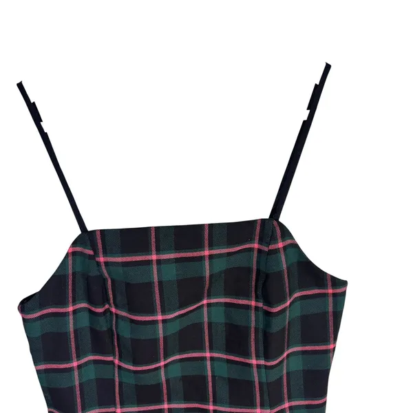 Urban Outfitters Green Pink Plaid Bodycon Mini Dress XS Spaghetti Strap 90s Y2K - Image 2