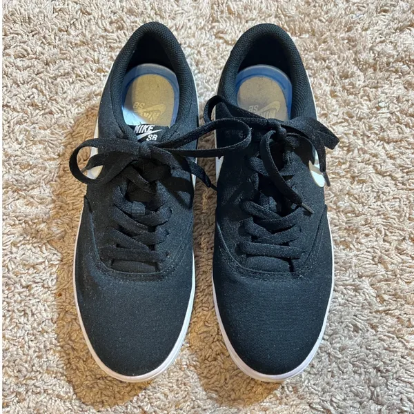 969 |‎ Nike SB Check Solarsoft Canvas Skate Shoes Black White Womens 9 - Image 6