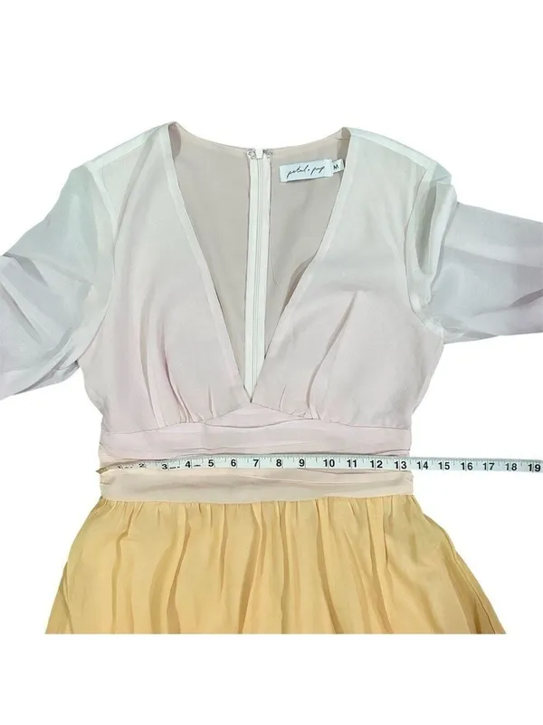 Petal + Pup Ombre Ruffle Tiered Long Sleeve Deep V-Neck Dress Orange Size Medium - Image 10