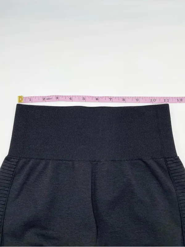 Acta Women's Black Seamless Moto Leggings Size Small Athleisure Workout Ribbed - Image 7