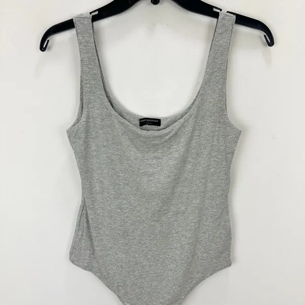 NEW Naked Wardrobe Tank Bodysuit Stretch Jersey Viscose Gray Scoopneck Large - Image 6