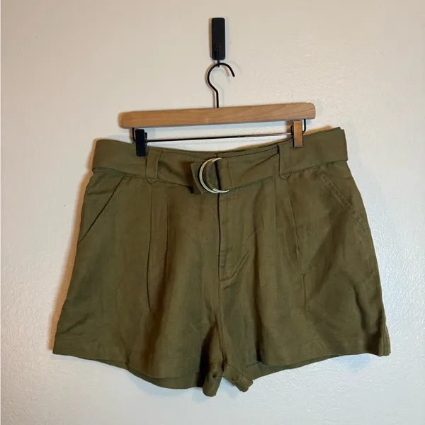 Able Wanda Linen Pleated Shorts‎ Green Size 10 - Image 2