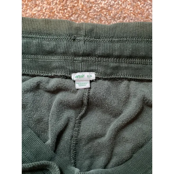 Aerie Green Velour Pull On Flare Pants. Forest Green. Size XL - Image 3