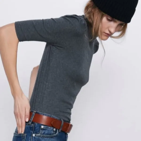 Balloon sleeve ribbed‎ shirt - Image 2
