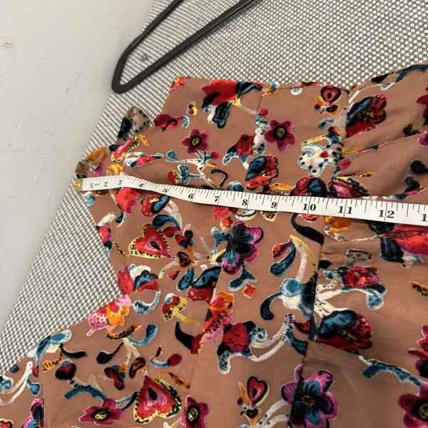 Flounced Floral Burnout Velvet Jumpsuit Size 8 - Image 10